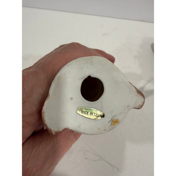 Vintage Santa Mouse Figurines, Taiwan Ceramic Pair, Christmas Shelf Sitter Decor - Picture 7 of 11